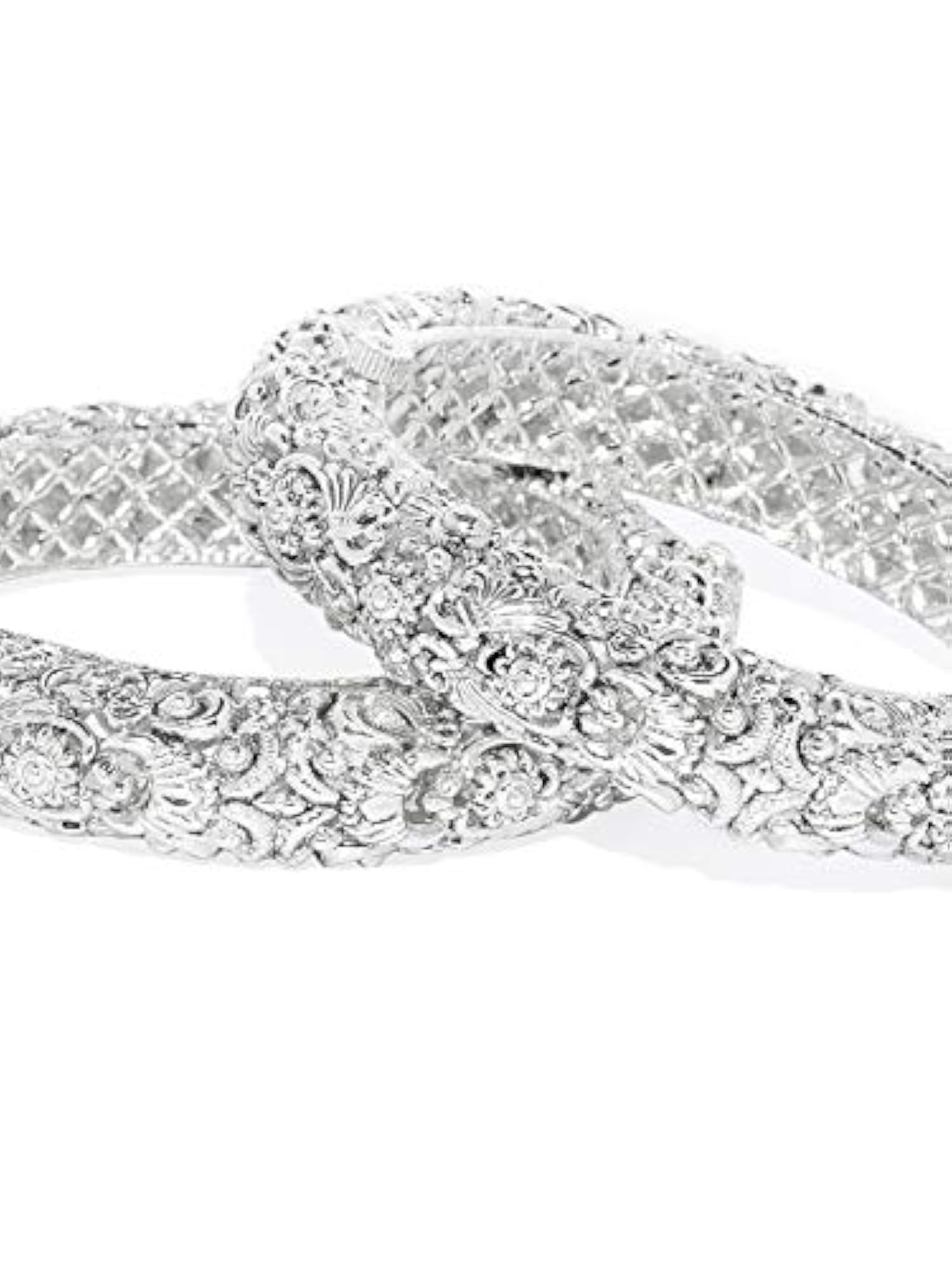 Silver Plated Screw Kada Set of 2, Traditional Elegance